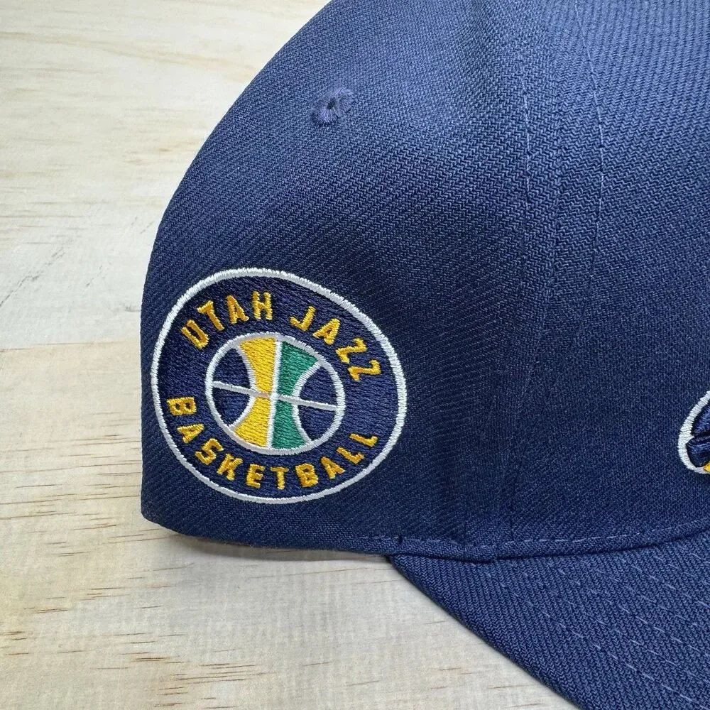 NEW Utah Jazz Mitchell Ness Basic Logo Snapback Hat Cap Navy Blue OSFA